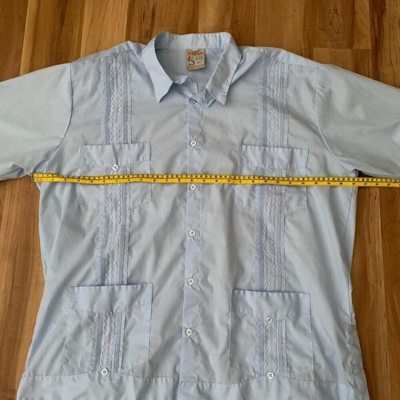 El Interior Shirt Mens 3XL Blue Embroidered Cotton Casual 4 Pocket - Picture 2 of 9